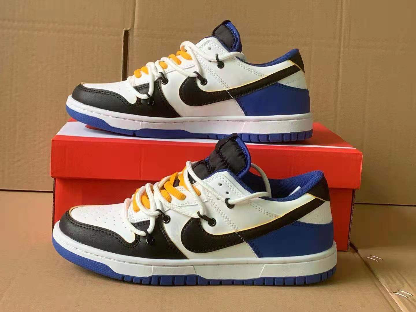 2021 Nike SB Dunk White Black Blue Yellow Shoes